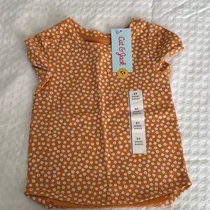 Cat & Jack Orange Daisy Print Kids Tee